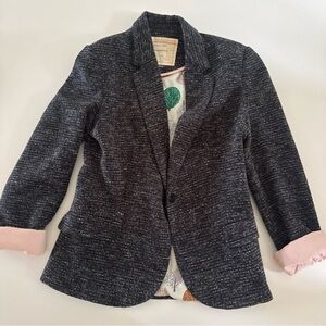 Cartonnier Blazer Women’s Size M Black And White Anthropologie Tree Lining